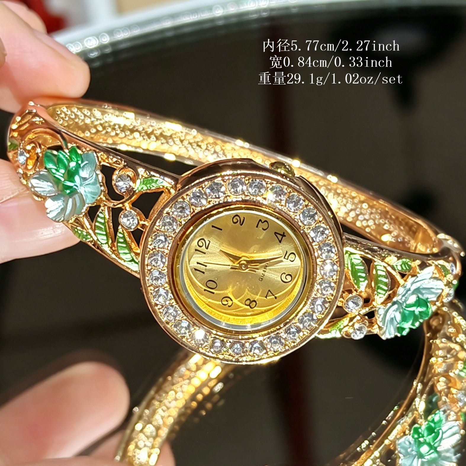 Vintage Gold Enamel Flower Wri - Jewelry Watches Vintage ulasan dan harga