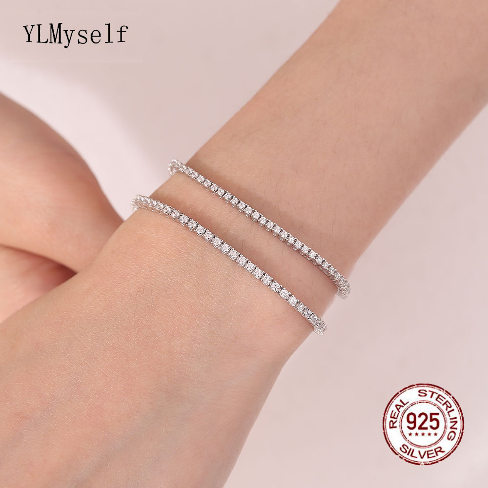 Real Silver 1.75mm/1.5mm White - Tennis Bracelet Cubic ulasan dan harga