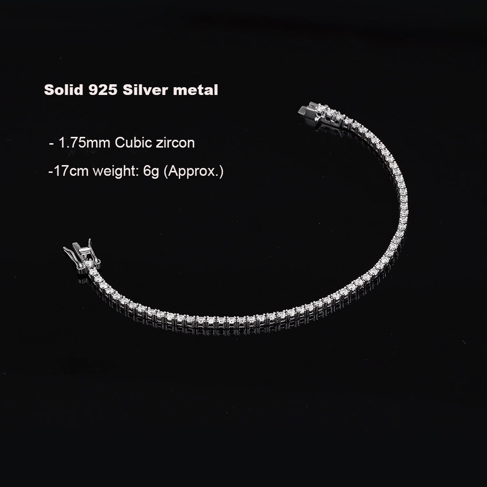 Real Silver 1.75mm/1.5mm White - Tennis Bracelet Cubic ulasan dan harga
