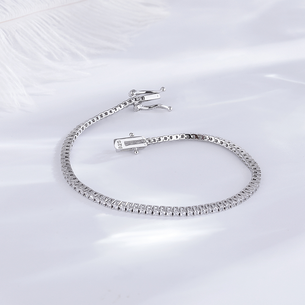 Real Silver 1.75mm/1.5mm White - Tennis Bracelet Cubic ulasan dan harga