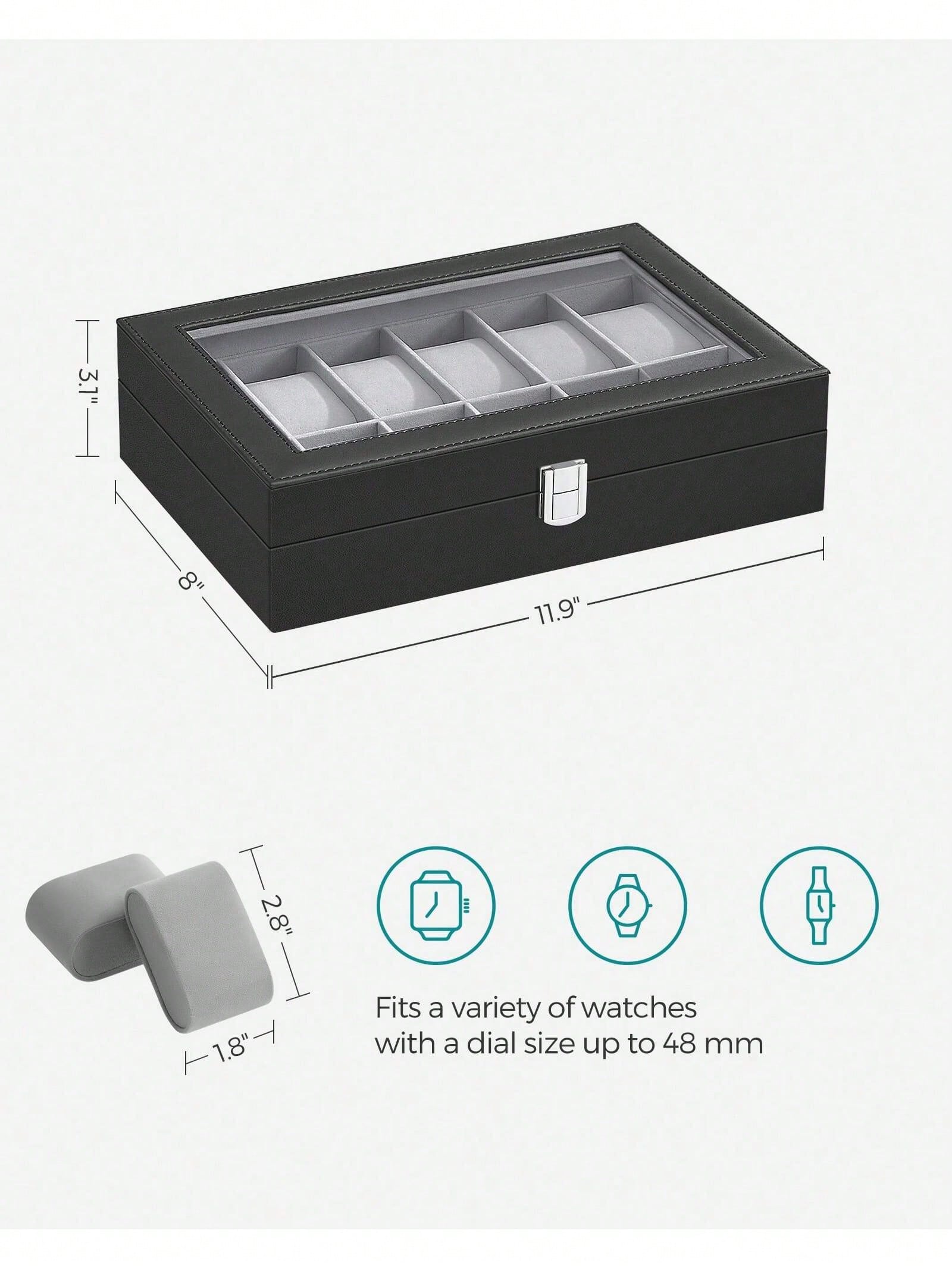 12-Slot Lockable Watch Box wit - Jewelry Watches & Accessories ulasan dan harga
