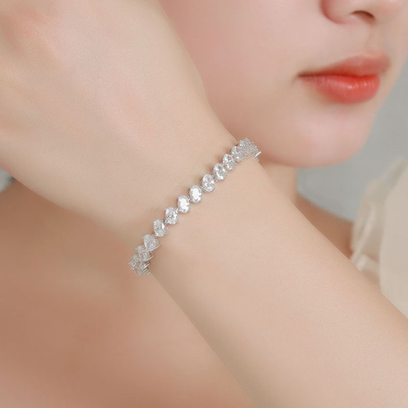 Real 925 Fine Jewelry Pave 4*6 - Tennis Bracelet Cubic ulasan dan harga