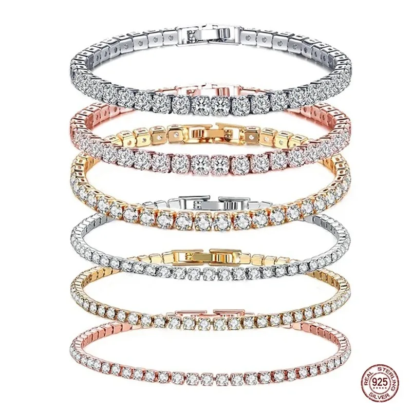 Hip hop 925 sterling silver cu - Tennis Bracelet Cubic ulasan dan harga