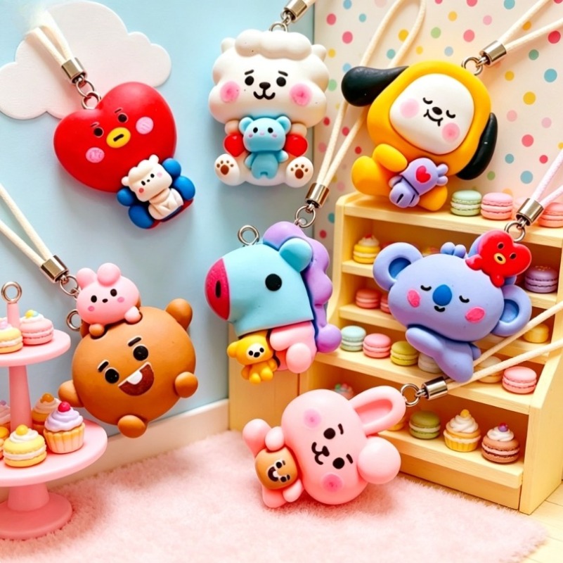 7pcs BT21 Resin Cartoon Charm  - Drop Earrings ulasan dan harga