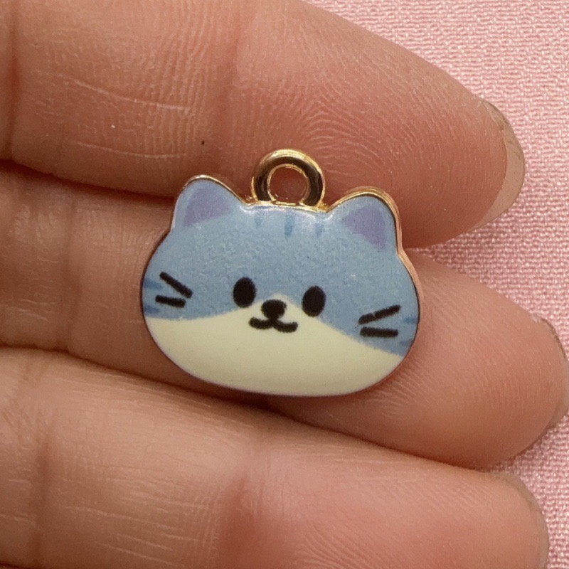 12pcs Printed Cat Head Alloy D - Drop Earrings ulasan dan harga